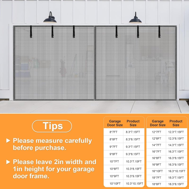 LIAMST Privacy Garage Door Screen Blackout for 2 Car Garage-14x7FT Privacy Silver Grey Heavy Duty Magnetic Garage Screen, Hands Free, Magnetic Privacy Garage Screen Door - Image 2